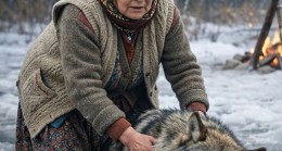 Yaşlı kadın buzda boğulmakta olan bir kurdu kurtarıyordu ve her şey bitti derken ormandan çıktılar… Kadın şok içinde donakaldı, gözlerine inanamıyordu.