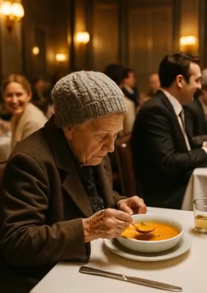 Eski Kıyafetlerle Lüks Restorana Gelen Kadın