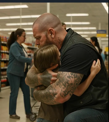 Sessiz altı yaşındaki bir kız çocuğu bir motosikletçinin kollarına atılır