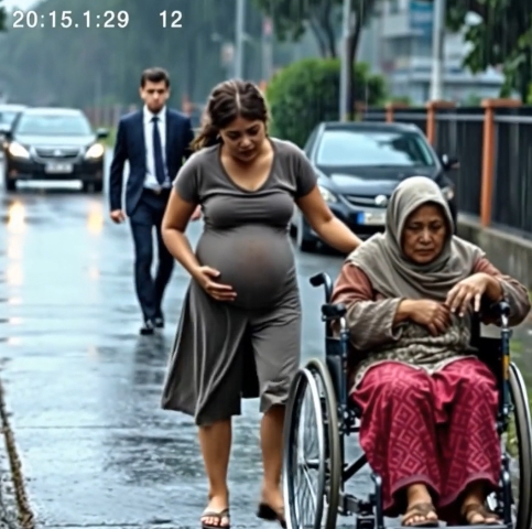 Evsiz Hamile Bir El Arabası İticisi, Milyarderin Annesi Olduğundan Habersiz Kayıp Yaşlı Kadına Yardım Ediyor