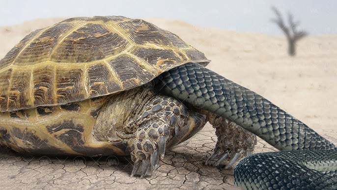 Yılanlar yiyecek olarak kaplumbağaları yerler… ama bir kaplumbağanın bunu yaptığını gördüklerinde,