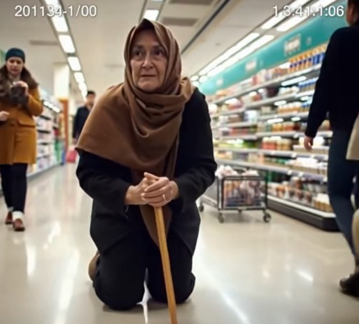 Yaşlı bir kadın süpermarketin ortasına düştü ama kimse onu kurtarmaya bile çalışmadı