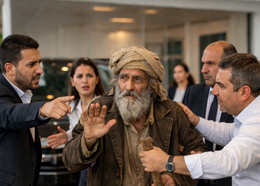 Fakir görünümlü adam bayiden en lüks arabayı almaya gider