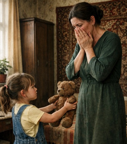 Kızımın doğum gününde, eski kayınvalidem ona peluş bir oyuncak ayı hediye etti; kızım önce oyuncağa gerçekten çok sevindi, ama bir dakika sonra korkuyla, “Anne, bak, bu ne?” dedi.