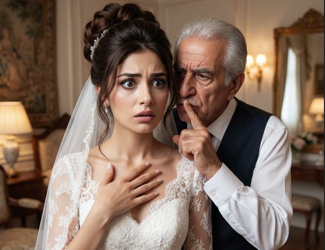 Gelin, düğün sırasında birkaç dakikalığına tuvalete çıkmak için salondan ayrıldı. Tam geri dönecekken, kapıda yaşlı bir temizlik görevlisi onu durdurdu.