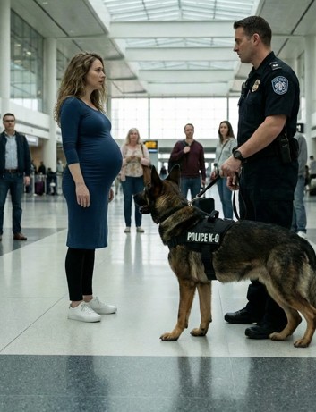 Bir polis köpeği, havaalanında hamile bir kadına aniden çılgınca havlamaya başladı ve güvenlik görevlilerinin birkaç dakika sonra ortaya çıkardığı şey herkesi şok etti.