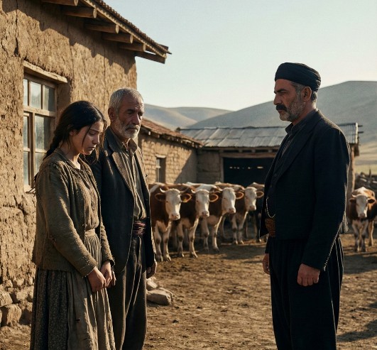 Bir köy ağası, yoksul bir ailenin genç kızıyla evlenmek için babasına 10 inek verdi…